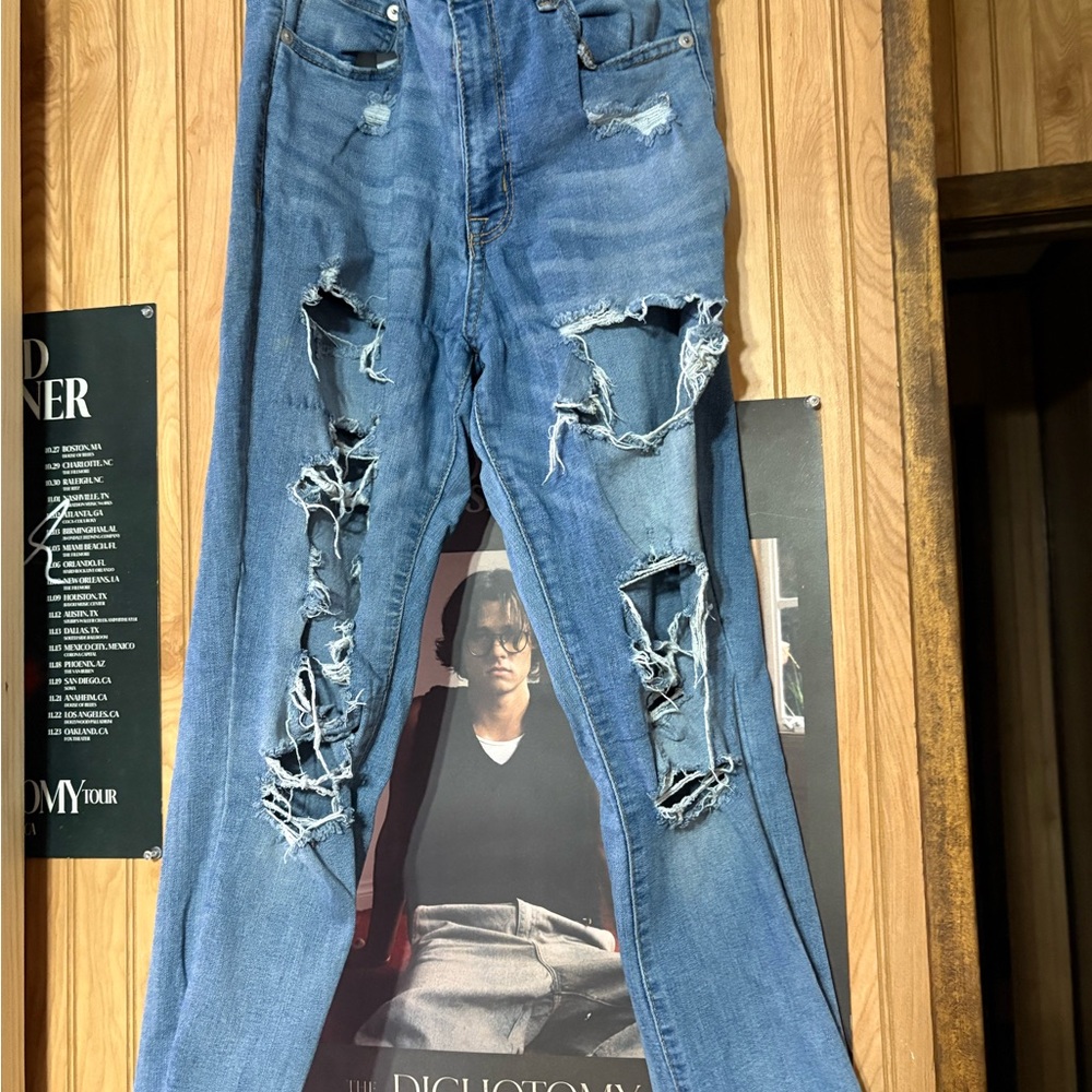 Aeropostale Blue Distressed Skinny Jeans